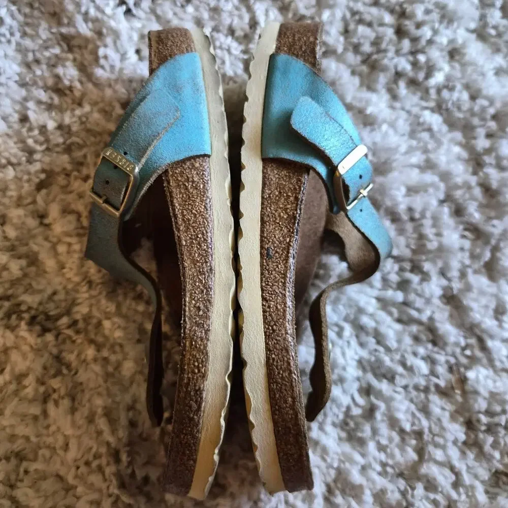 Birkenstock Gizeh Thong Sandal Washed Metallic Aqua
